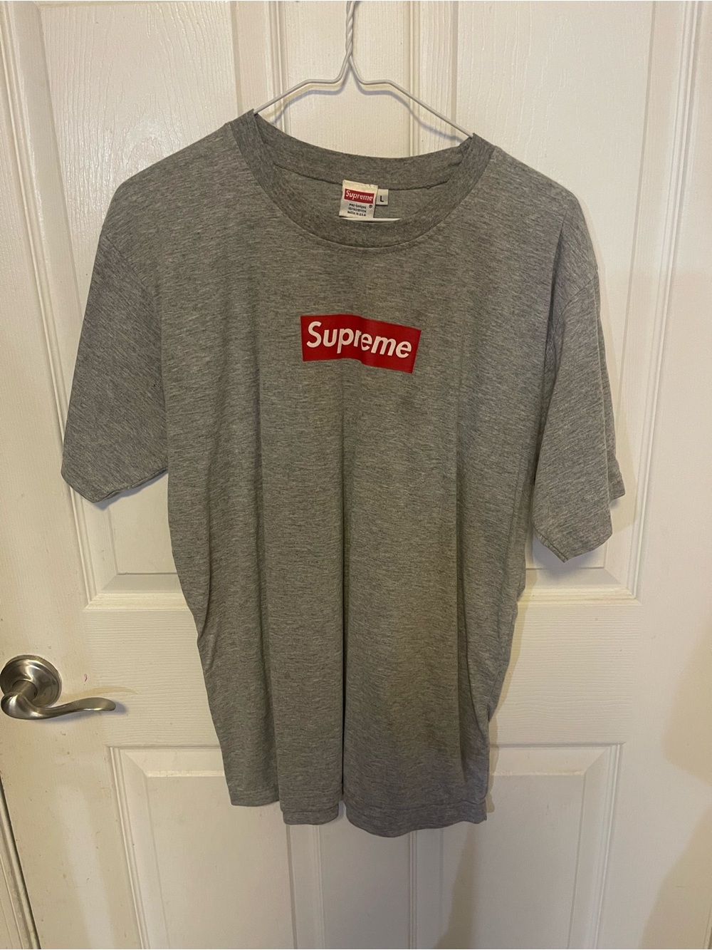 Supreme Gray Box Logo Tee - Gray / Red Logo